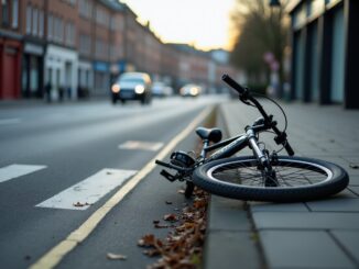 Scene of Aberdeen road closure due to car and bike crash