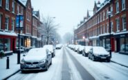 Icy streets in Aberdeen covered with fresh snow