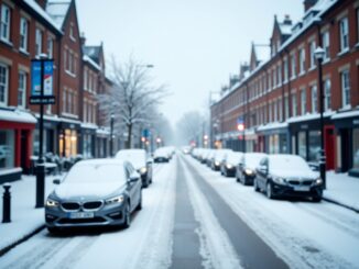 Icy streets in Aberdeen covered with fresh snow