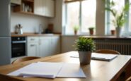 A landlord reviewing property management documents in the UK