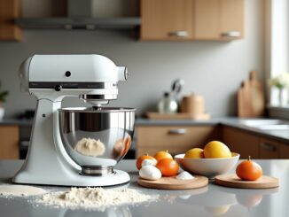 Stand mixer with various attachments for baking