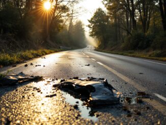 Scene of fatal crash near Torphins involving a car