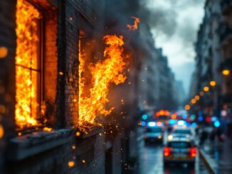 Firefighters responding to a flat fire in Aberdeen city centre