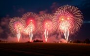 Spectacular fireworks display over Inverness at night