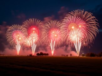 Spectacular fireworks display over Inverness at night