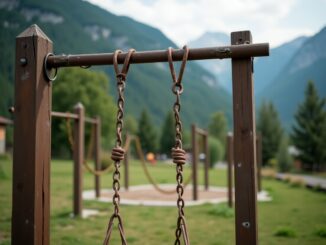 Children playing in a Highland park facing closure