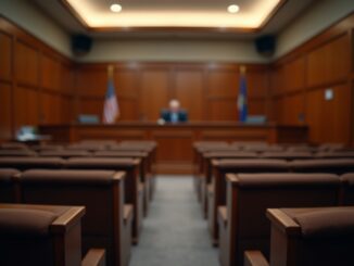 Courtroom scene for double murder trial