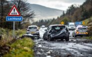 Traffic jam on A82 road due to accident near Lochend