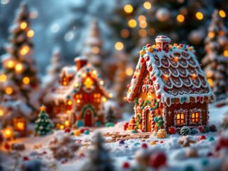 A beautifully decorated gingerbread house for the holidays