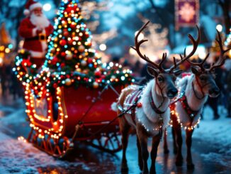 Reindeer parade in Inverurie celebrating the festive season