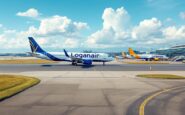 A Loganair aircraft at Aberdeen Airport ready for departure