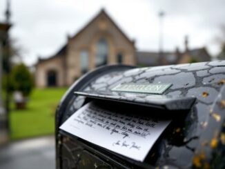 New letter to heaven postbox at Baldarroch Crematorium