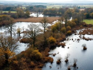 Flooded road in the Highlands affecting travel