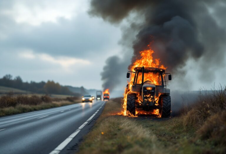 Tractor Fire A92 Closure Near Muchalls