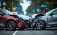 Scene of a two-car collision on B9001 road