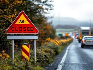 Two-car accident causing traffic delays on A9 near Brora