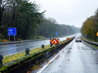 A96 road closed due to a serious accident near Fochabers