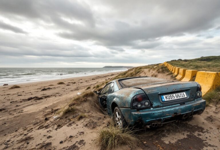 Car Crashes Through Barriers on Aberdeen Beach