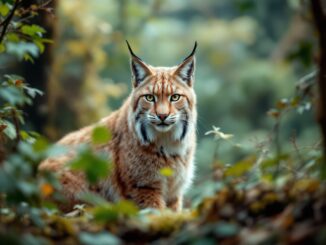 Rescued lynx in the Scottish Highlands during fundraiser