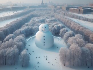 A majestic snowman in Aberdeen's winter landscape