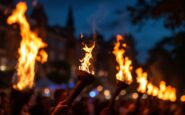 Fireballs being swung during Stonehaven New Year event