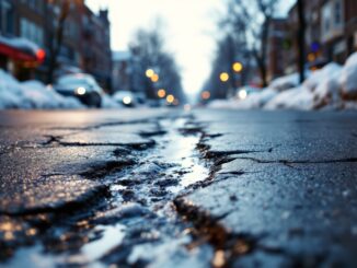 Snow-covered street in Aberdeen highlighting infrastructure issues