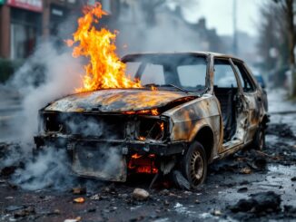 Firefighters responding to a deliberate car fire in Peterhead