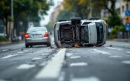 Car overturned in a dramatic crash on a street in Ellon