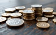 Collection of rare 50-pence coins displayed